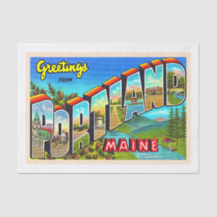Portland Maine ME Vintage Large Letter Postcard Tissue Paper
