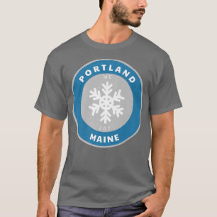 Portland Maine ME Winter Snow Snowflake Badge Souv T-Shirt