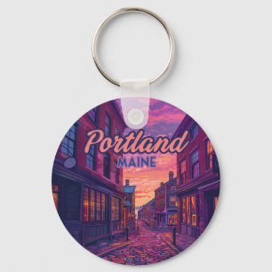 Portland Maine Old Port Cobblestone Vintage  Key Ring