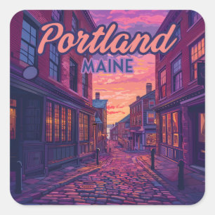 Portland Maine Old Port Cobblestone Vintage  Square Sticker