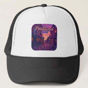 Portland Maine Old Port Cobblestone Vintage Trucker Hat