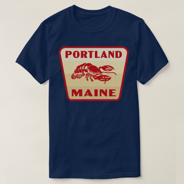 Portland Maine Retro Badge Tan T-Shirt (Design Front)