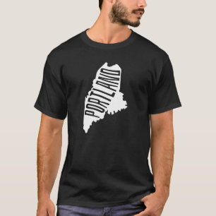 Portland, Maine State Outline - USA Travel T-Shirt