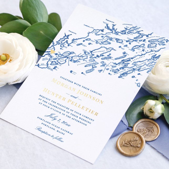 Portland Maine Wedding Elegant Navy and Gold (Creator Uploaded)