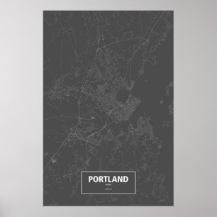 Portland, Maine (white on black) Poster