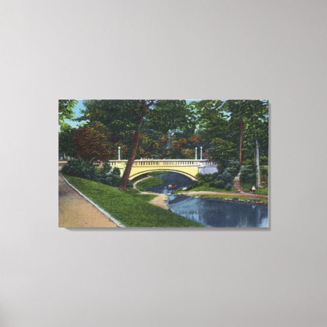 Portland, MaineDeering Oaks Arch Bridge View Canvas Print (Front)