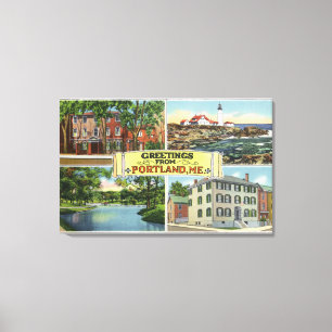 Portland, MaineGreetings From with Scenic Canvas Print
