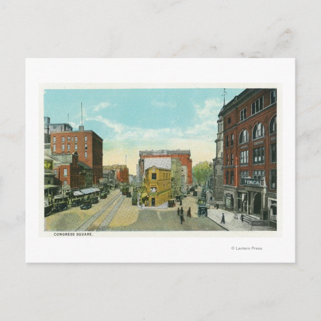 Portland, MaineScenic View of Congress Square Postcard (Front)