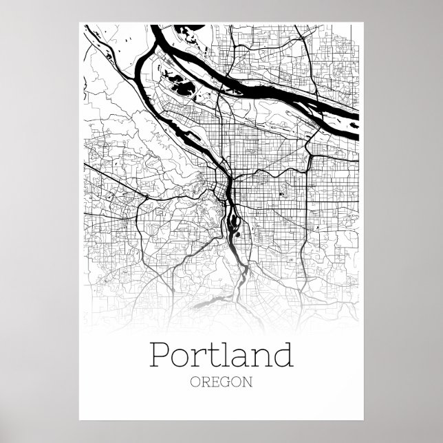 Portland Map - Oregon - City Map Poster (Front)