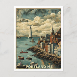 Portland ME Abstract Graphic Art Design Inspired Postcard