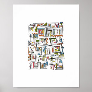 Portland-Modern Geometric Art Poster