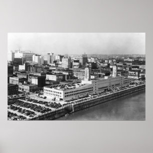 Portland, OR Aerial View from Hawthorne Bridge Poster