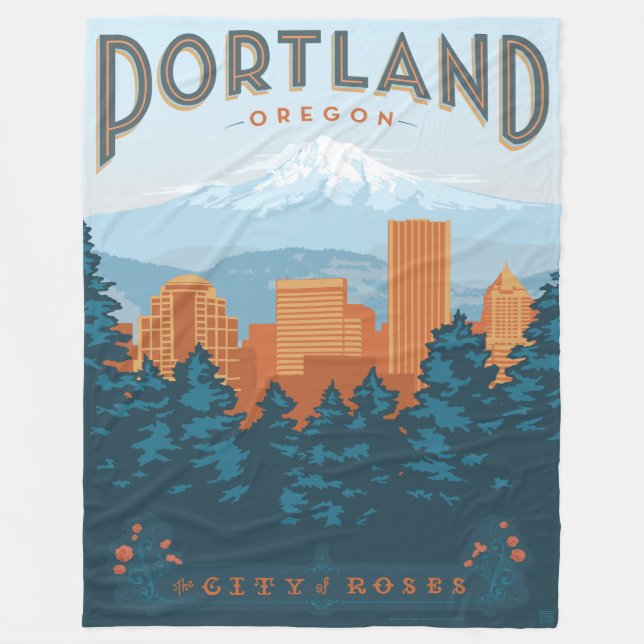 Portland, OR Fleece Blanket (Front)