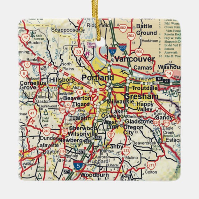 Portland OR Map Ceramic Ornament (Front)