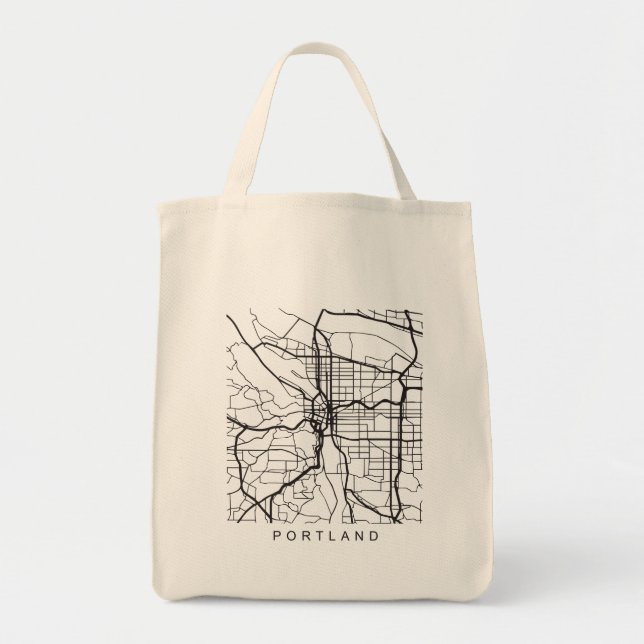 Portland OR Minimalist City Street Map Dark Design Tote Bag (Front)