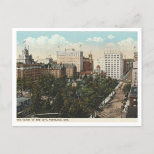 Portland OR, Panorama Downtown 1920s Vintage Style Postcard