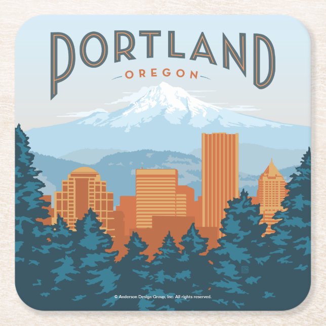 Portland, OR Square Paper Coaster (Front)