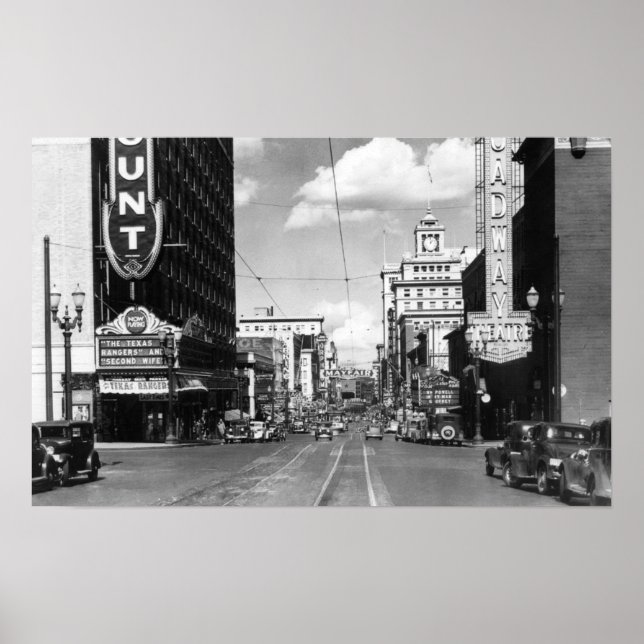 Portland, OR View of Broadway Looking North Poster (Front)