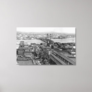Portland, OR View of City and Hawthorne Bridge Canvas Print