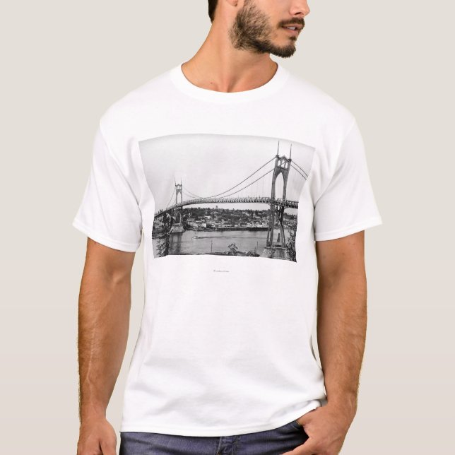 Portland, OR View of St. John Bridge over T-Shirt (Front)