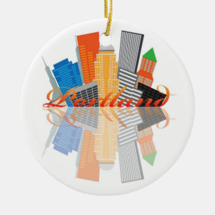 Portland Oregon Abstract Downtown City Skyline Ceramic Tree Decoration