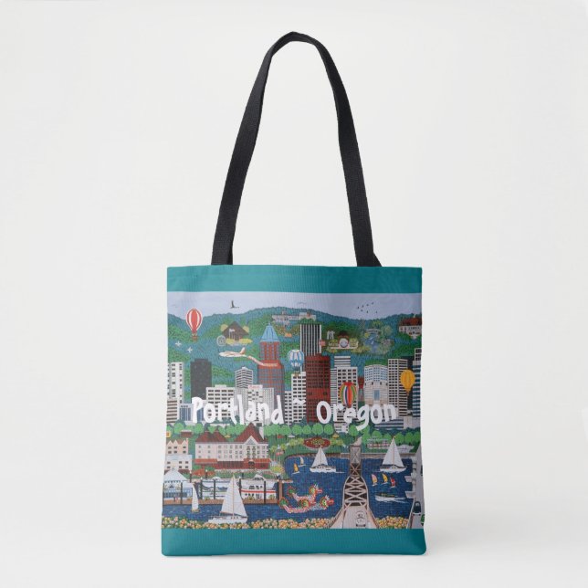 Portland Oregon Aqua Tote (Front)