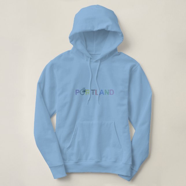 Portland Oregon Bike Womens Hoodie Sweatshirt (Design Front)