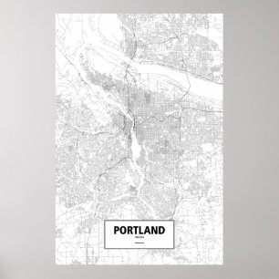 Portland, Oregon (black on white) Poster