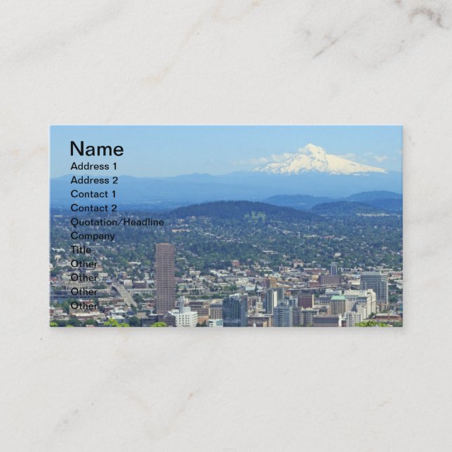 Portland, Oregon City and Mountain View Business Card (Front)