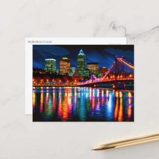 Portland Oregon City Skyline Painting  Postcard