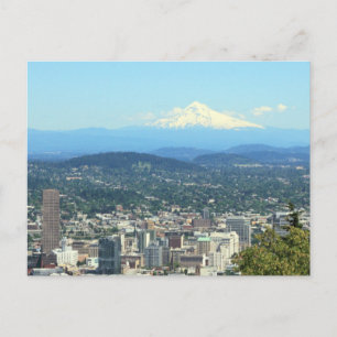 Portland, Oregon City View, Mount Hood background Postcard
