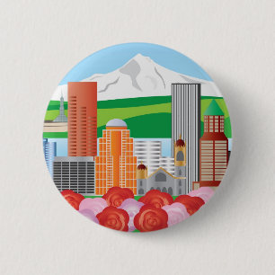 Portland Oregon Cityscape Button