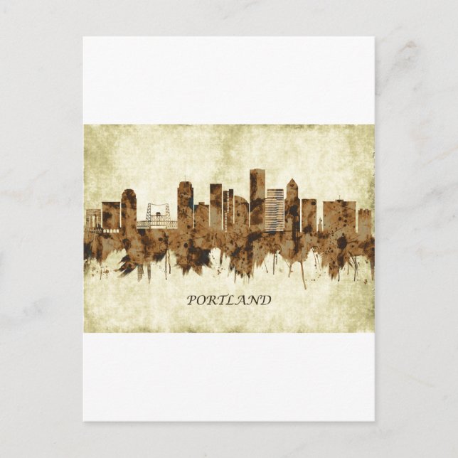 Portland Oregon Cityscape Holiday Postcard (Front)