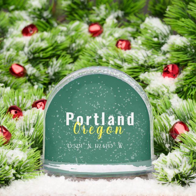Portland Oregon Coordinates Snowglobe (Christmas)