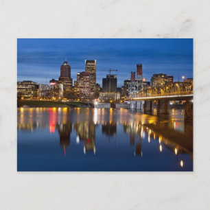Portland Oregon Downtown at Blue Hour Postcard