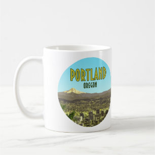 Portland Oregon Downtown Mt. Hood Vintage Coffee Mug