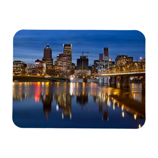 Portland Oregon Downtown Skyline at Blue Hour Magn Magnet (Horizontal)
