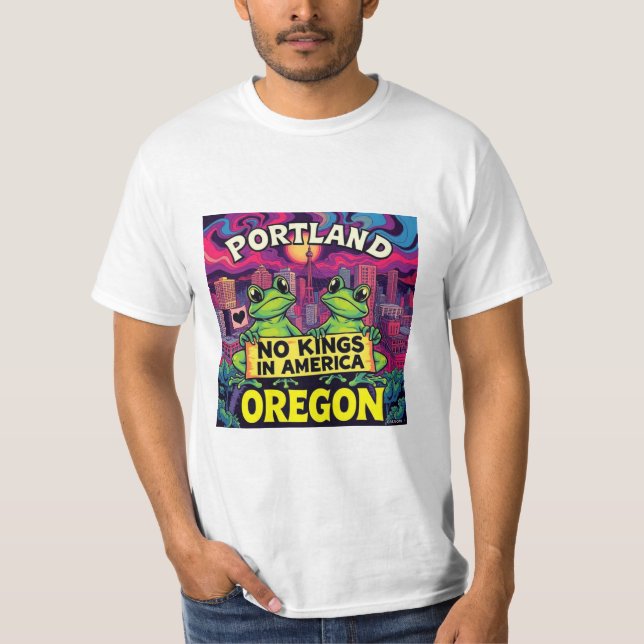 Portland Oregon Frogs No Kings in America T-Shirt (Front)