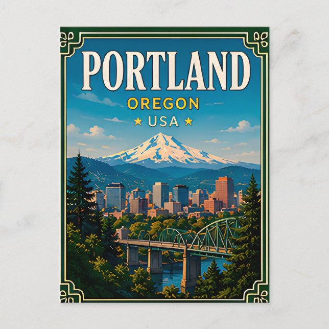 🌲 Portland Oregon Memory From Mountain View 🌲 Postcard (Front)