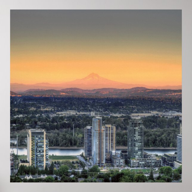 Portland Oregon Mount Hood South Waterfront Poster (Front)