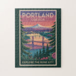 Portland Oregon Mount Hood Travel Art Vintage Jigsaw Puzzle<br><div class="desc">Portland retro vector travel design. With stunning views of Mount Hood,  countless parks,  and unique neighbourhoods,  it’s a top destination for eco-conscious travelers and urban explorers alike.</div>