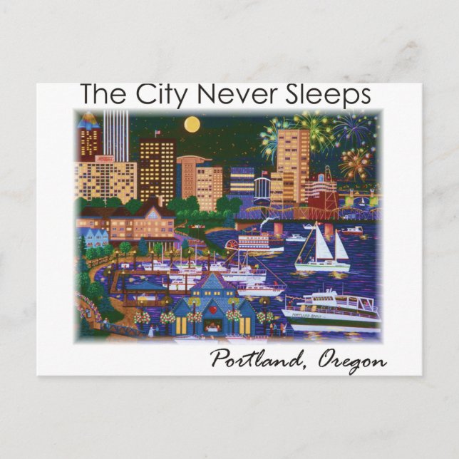 Portland Oregon @ Night Postcard (Front)