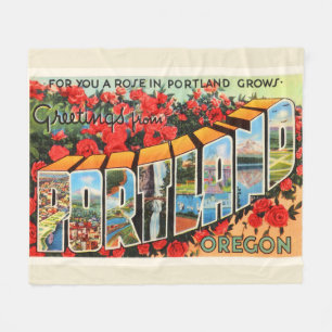 Portland Oregon OR Old Vintage Travel Souvenir Fleece Blanket