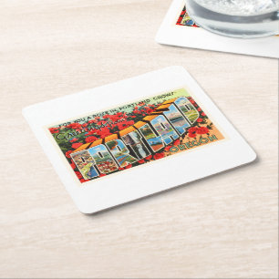 Portland Oregon OR Old Vintage Travel Souvenir Square Paper Coaster