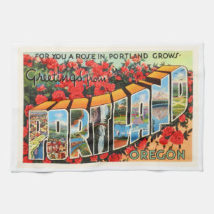 Portland Oregon OR Old Vintage Travel Souvenir Tea Towel
