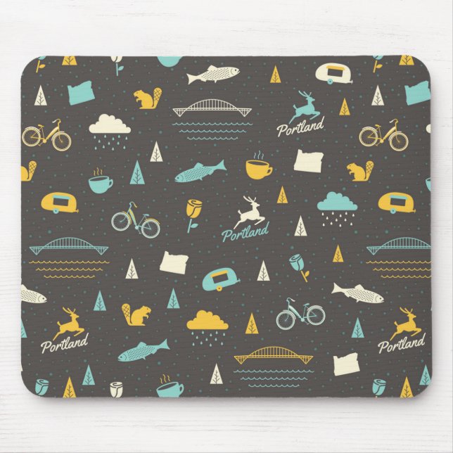 Portland, Oregon Pattern Mouse Mat (Front)