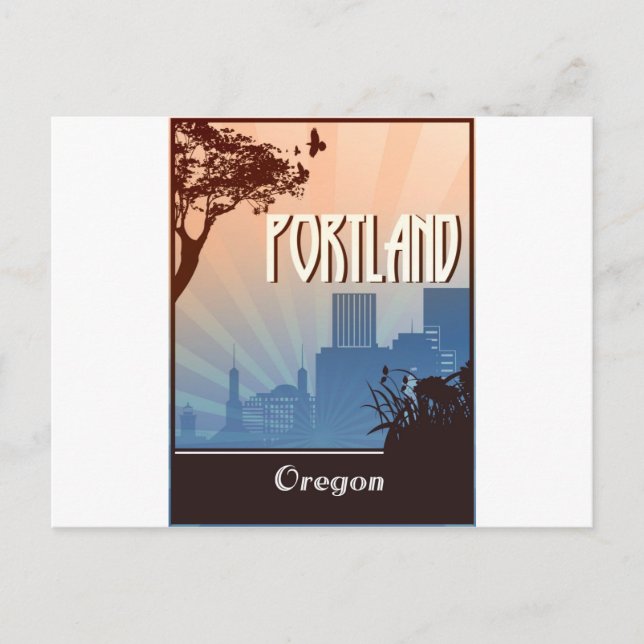 Portland, Oregon retro art Postcard (Front)