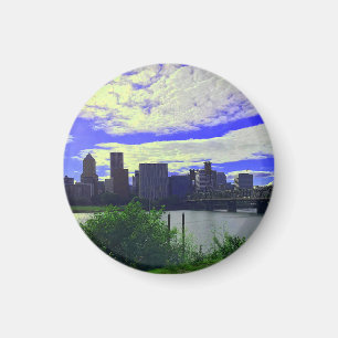 Portland, Oregon Skyline #2 Round Magnet