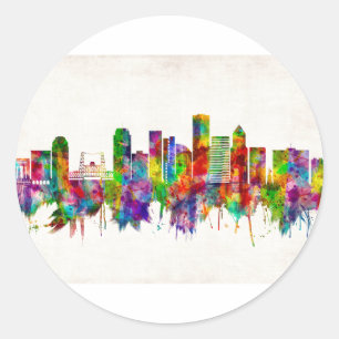 Portland Oregon Skyline Classic Round Sticker