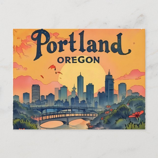 Portland Oregon Skyline   Postcard (Front)